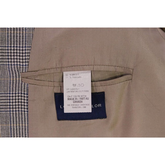 Lauren Ralph Lauren Black/White/Blue/Gold Plaid Wool-Silk 2-Btn Sportcoat 42L - Picture 8 of 9